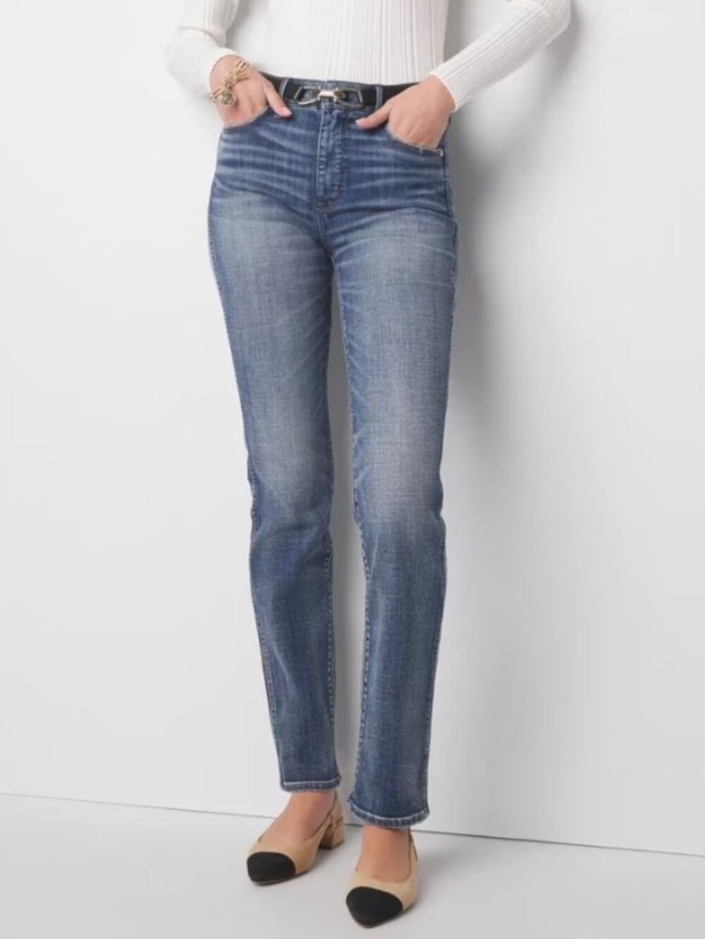 WHBM High-Rise Everyday Soft Straight Jeans, Size 2, Like New